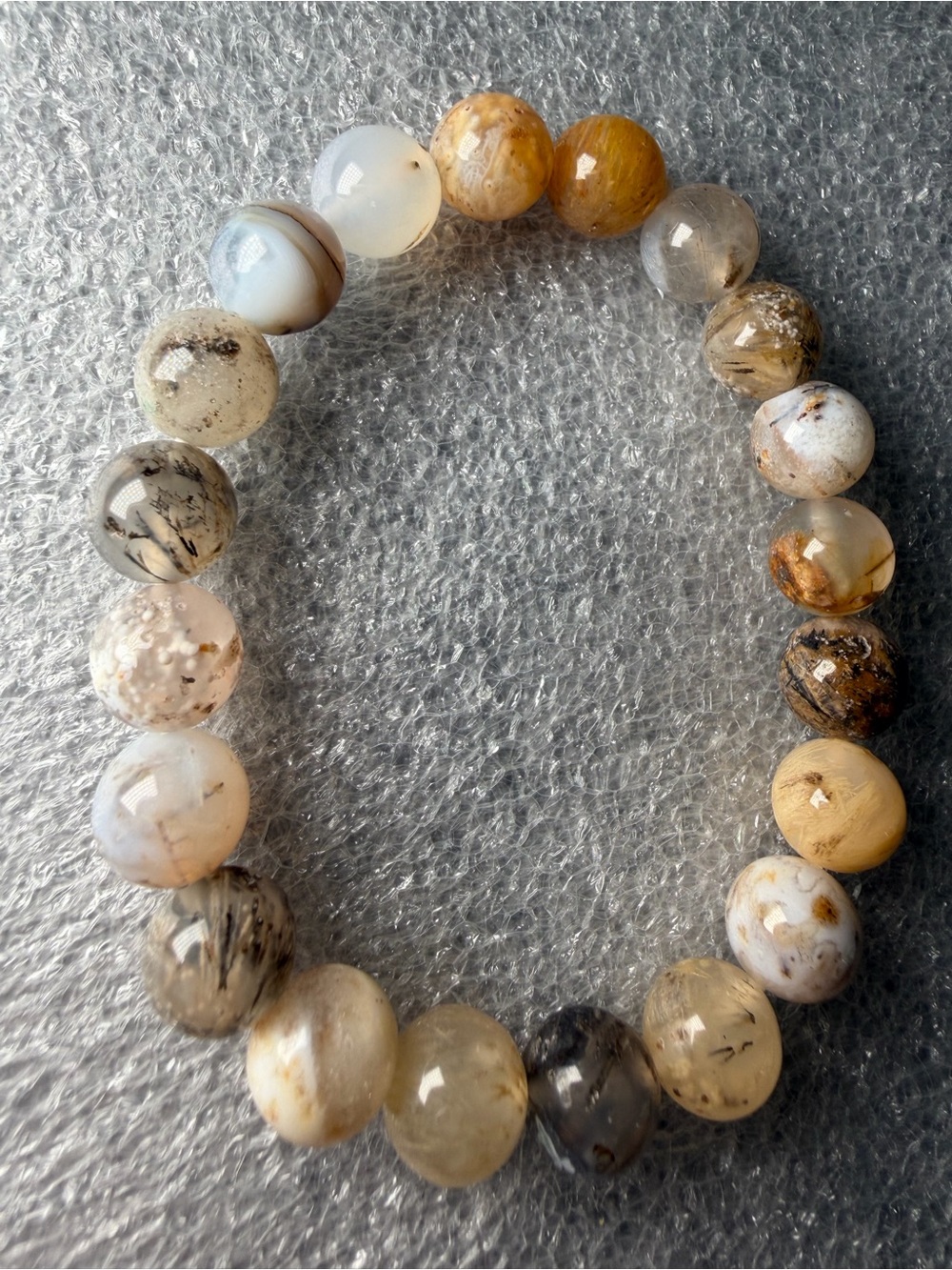 Beautiful 9MM Dendritic Opal Natural Crystal Bracelet